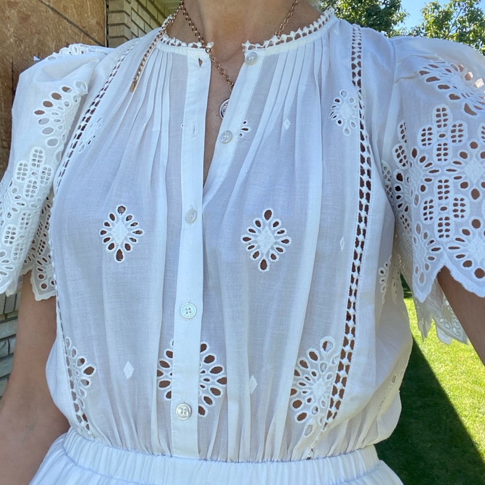 Sea New York white eyelet cotton dress
